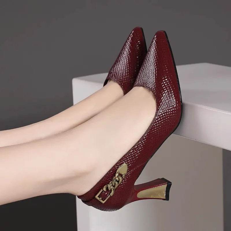 XINGDIKU Women's Snakeskin Leather Stiletto Pumps - Classic High Heels - Buy Center UK