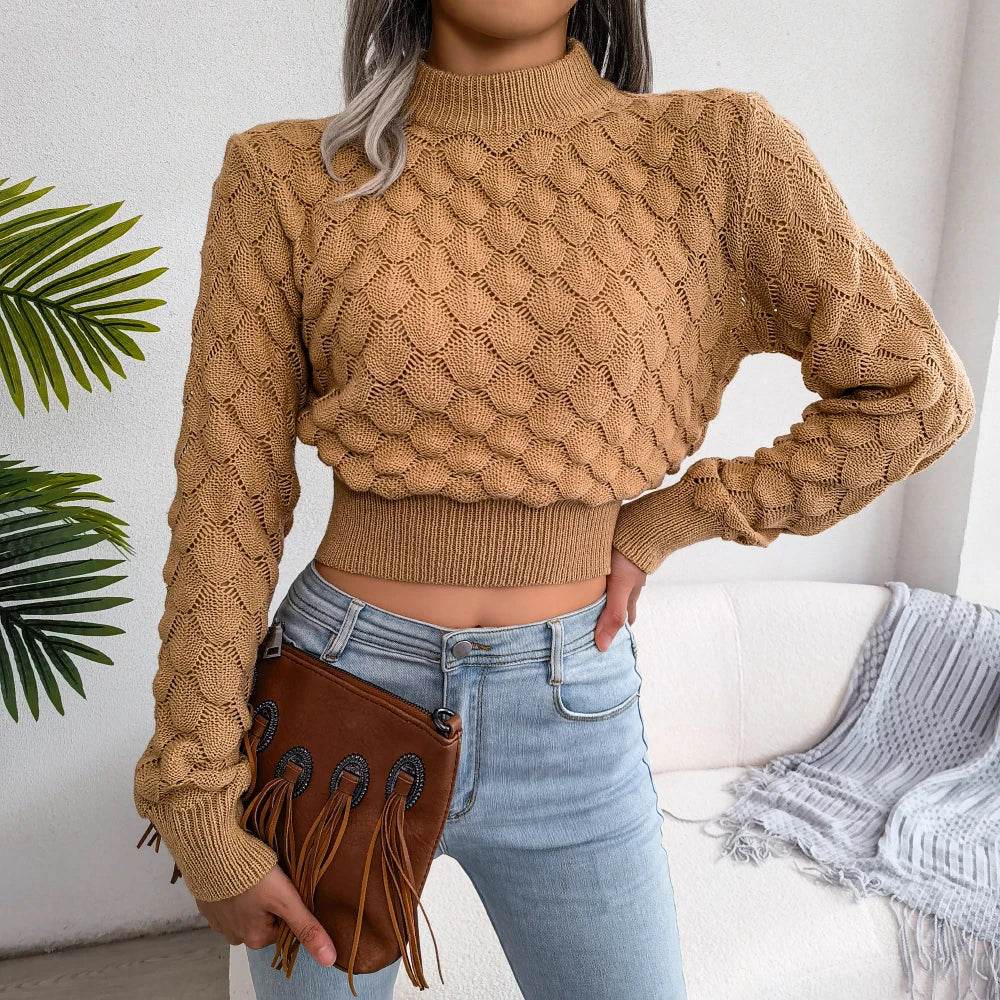 Buy Center 2023 Hollow Out Long Sleeve Crop Sweater - Cozy Chic Design - Buy Center UK