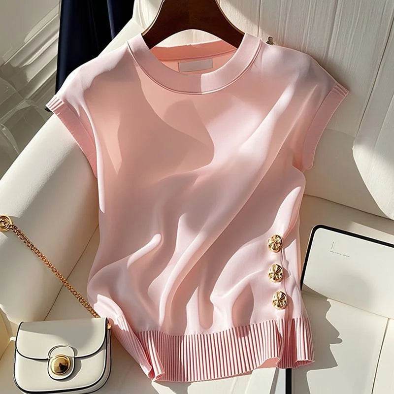 2025 Korean Summer Sleeveless Sweater - Chic Round Neck Pullover - Buy Center UK