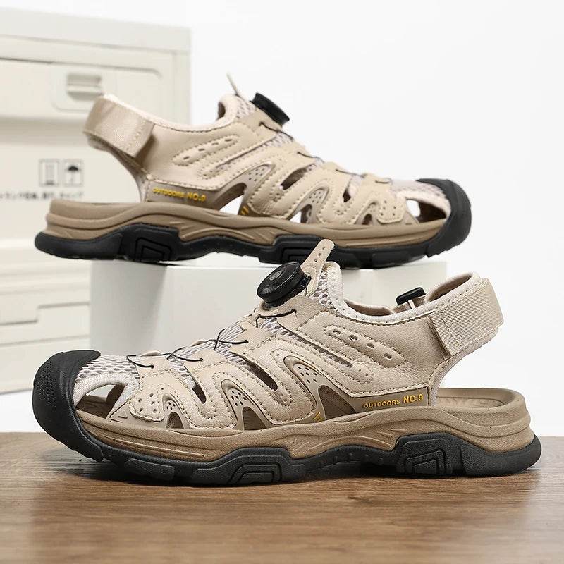 Buy Center Men's Casual Leather Sandals - Comfortable Summer Shoes - Buy Center UK