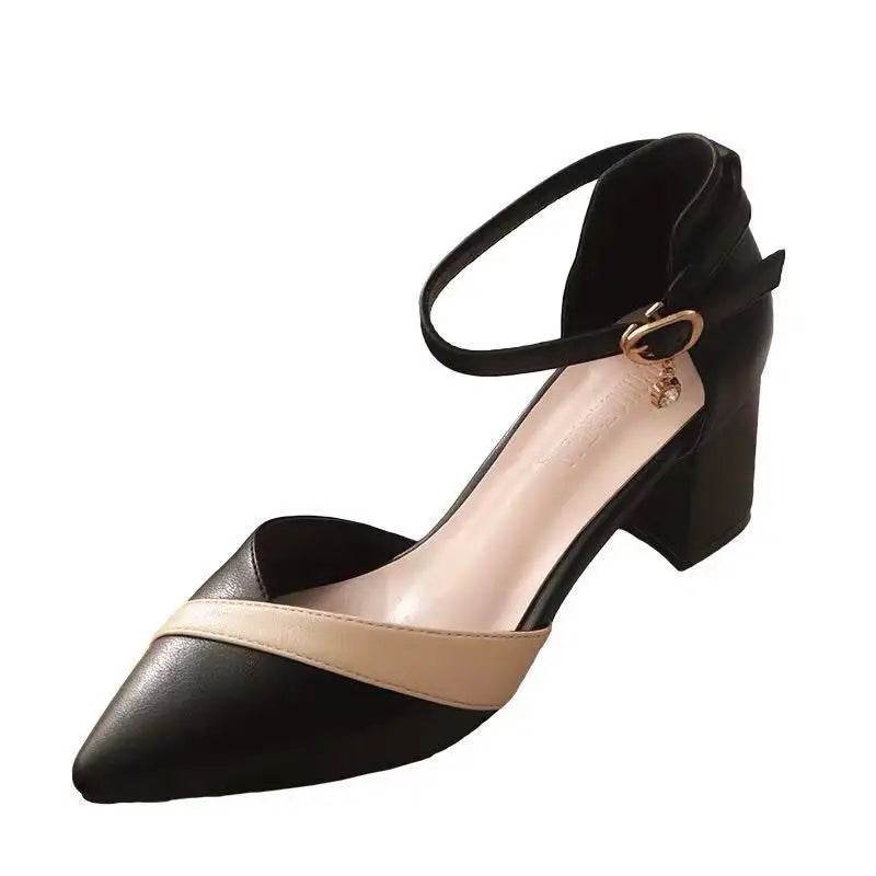 Women's Classic Beige Pointed Toe Pumps - Stylish Square Heel - Buy Center UK