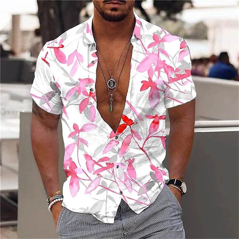 Buy Center Men's Black and Gold Flower Shirt - Hawaiian Style Summer - Buy Center UK