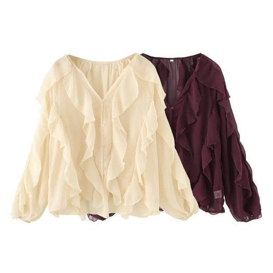 UNIZERA Women's V-Neck Shirt - Chic Long Sleeve Summer Style - Buy Center UK