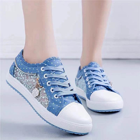 Buy Center Women's Summer Casual Shoes - Breathable Cutout Canvas Sneakers - Buy Center UK