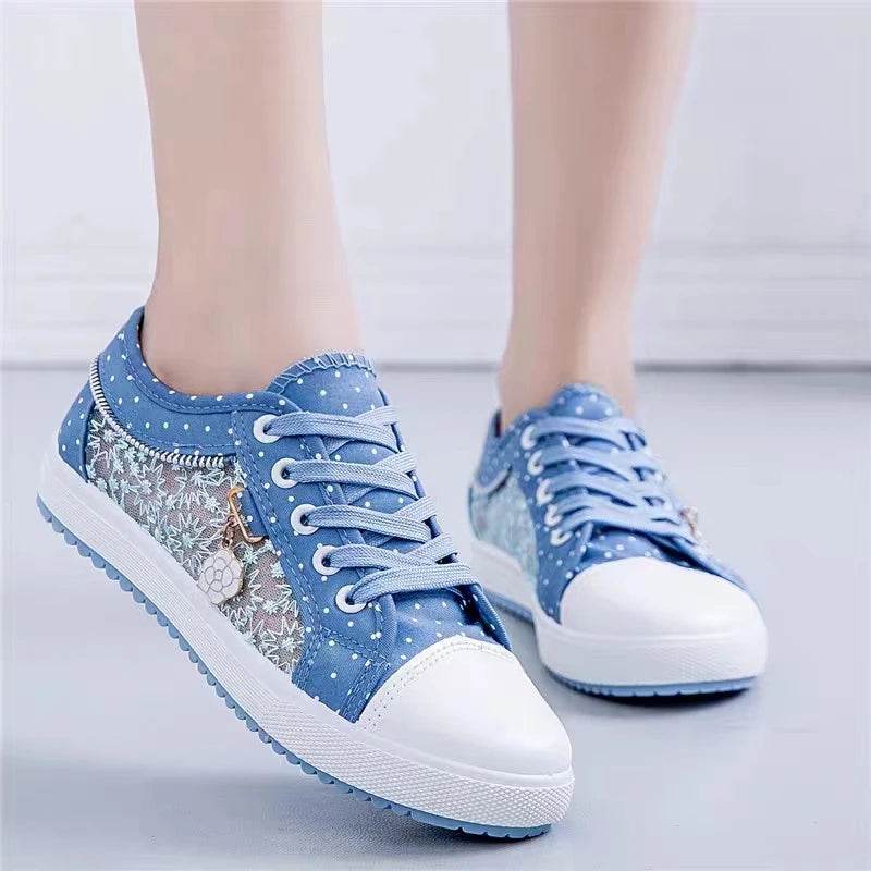 Buy Center Women's Summer Casual Shoes - Breathable Cutout Canvas Sneakers - Buy Center UK