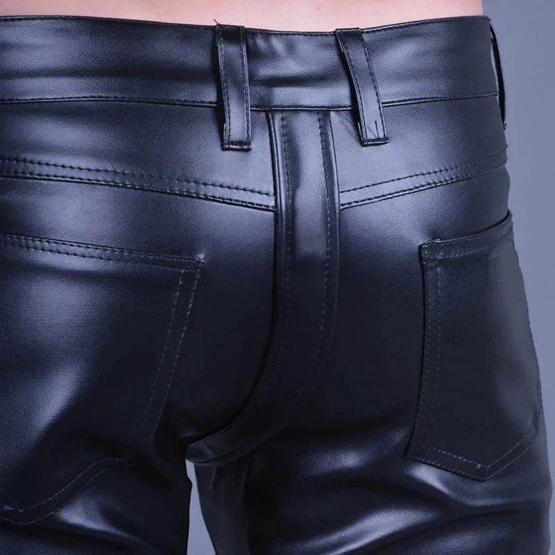 Buy Center Men's Black Faux Leather Pants - Zip Open-Crotch Design - Buy Center UK