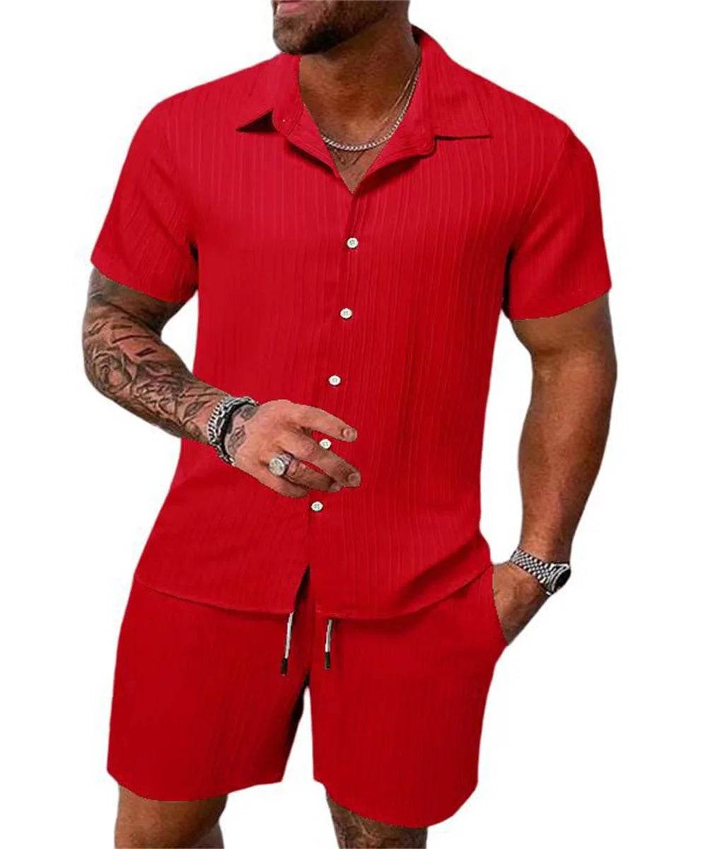 Buy Center 2024 Men's Summer Beach Suit - Casual Shirt & Shorts - Buy Center UK