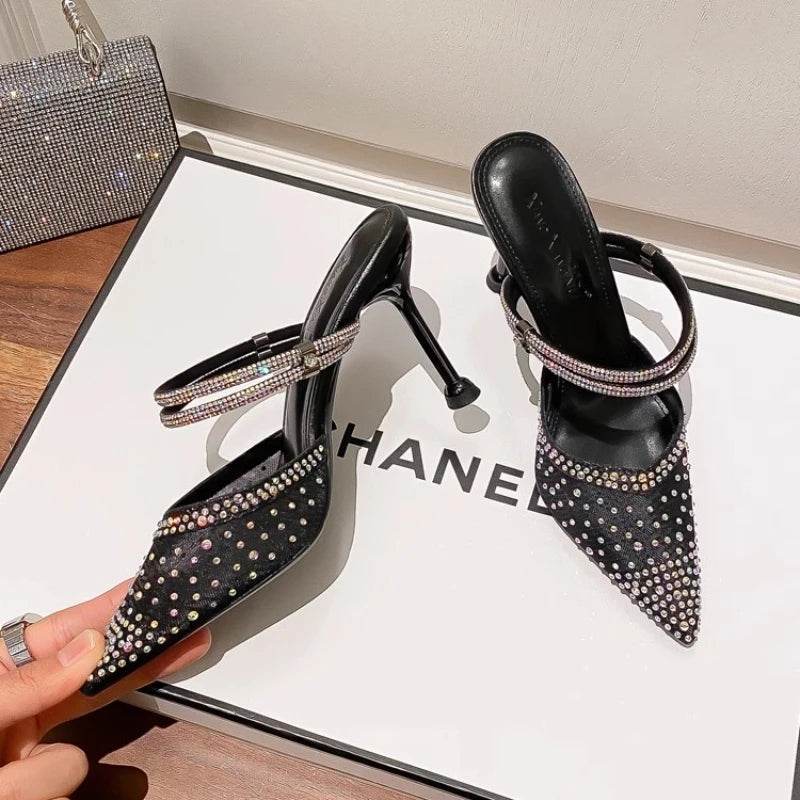 Buy Center Women High Heel Sandals - Sexy Mesh Rhinestone Design - Buy Center UK