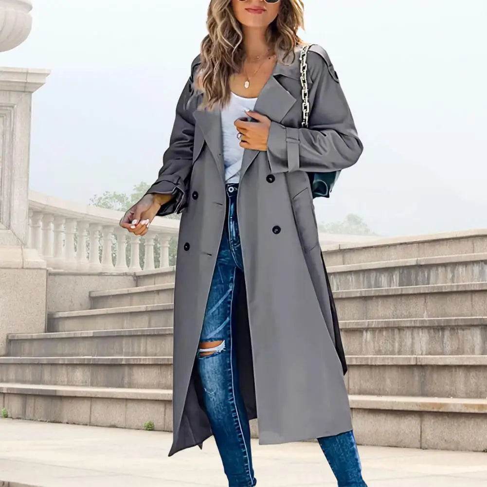 Buy Center Women's Windproof Trench Coat - Double-Breasted, Stylish Outerwear - Buy Center UK