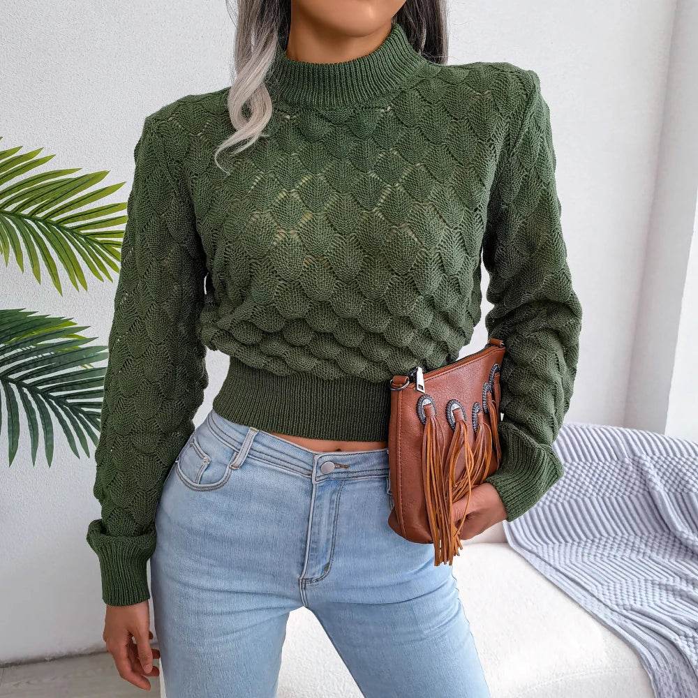 Buy Center 2023 Hollow Out Long Sleeve Crop Sweater - Cozy Chic Design - Buy Center UK