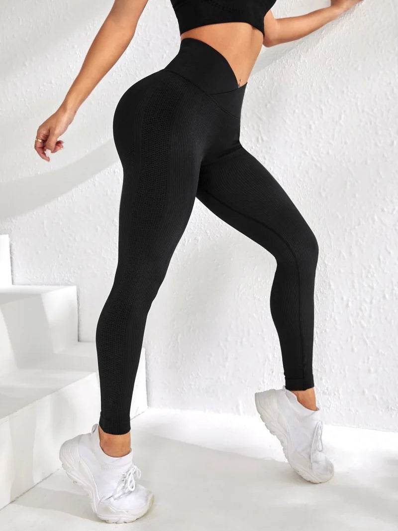 Buy Center Women's High Waist Leggings - V-Waist Seamless Fitness Pants - Buy Center UK