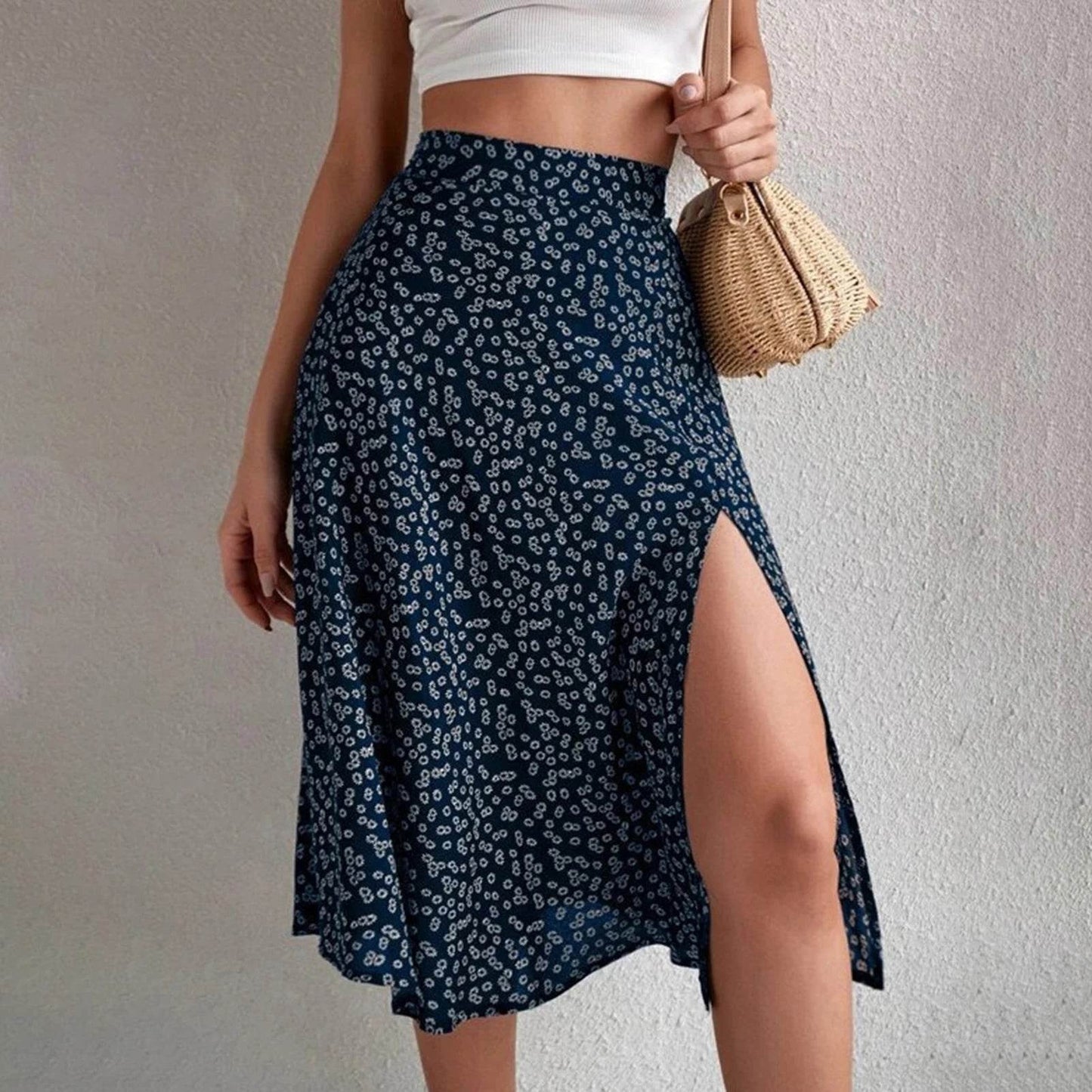 Buy Center Women’s Floral Print A-line Midi Skirt - High Waist Style - Buy Center UK