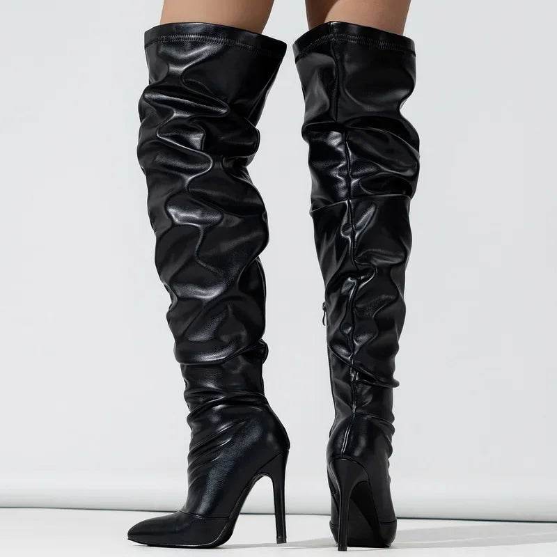 Stylish Women’s Side Zipper High Heel Long Boots for Nightlife - Buy Center UK