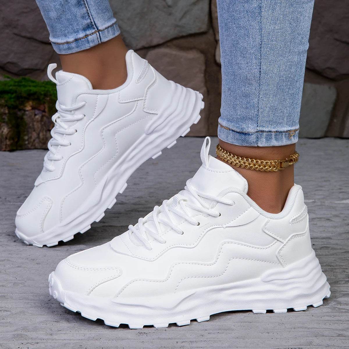 Buy Center Women's Vulcanize Platform Sneakers - Breathable Casual Footwear - Buy Center UK