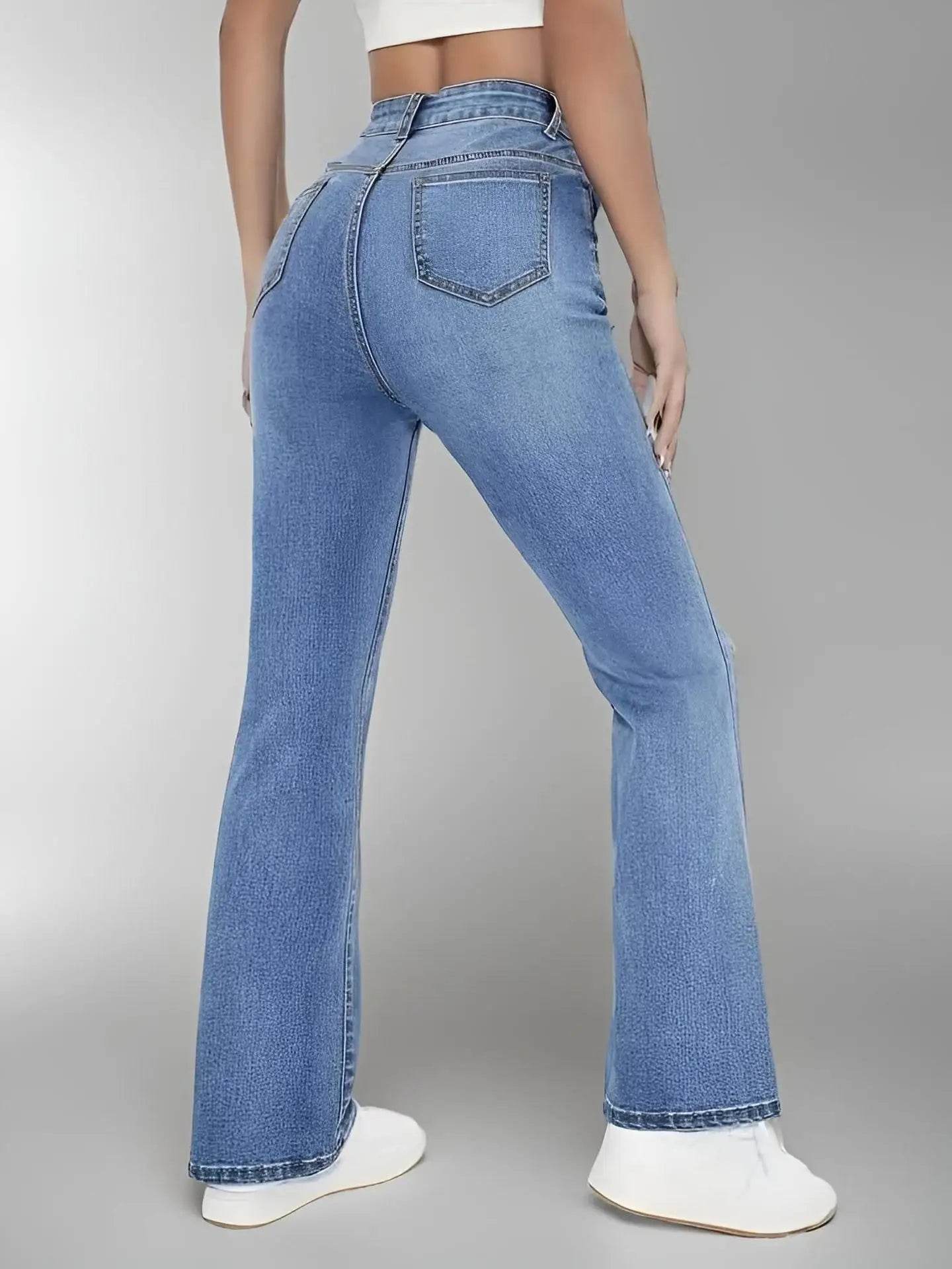 Women's High Waist Slimming Jeans - European Style Boot Cut Trousers - Buy Center UK