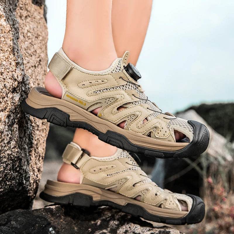 Buy Center Men's Casual Leather Sandals - Comfortable Summer Shoes - Buy Center UK