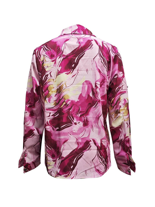Buy Center Women's Print V-Neck Long Sleeve Blouse - Casual Holiday Style - Buy Center UK