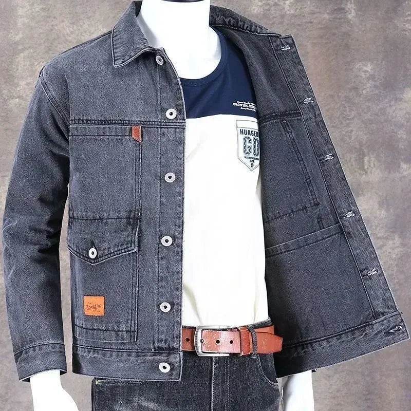 Buy Center Men's Denim Jacket - Vintage Loose Fit Gray Style - Buy Center UK