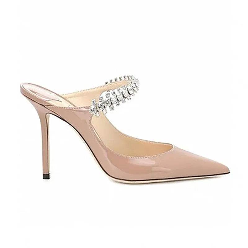 Women's Pointed Toe Mules - Rhinestone Stiletto Sandals for Summer - Buy Center UK
