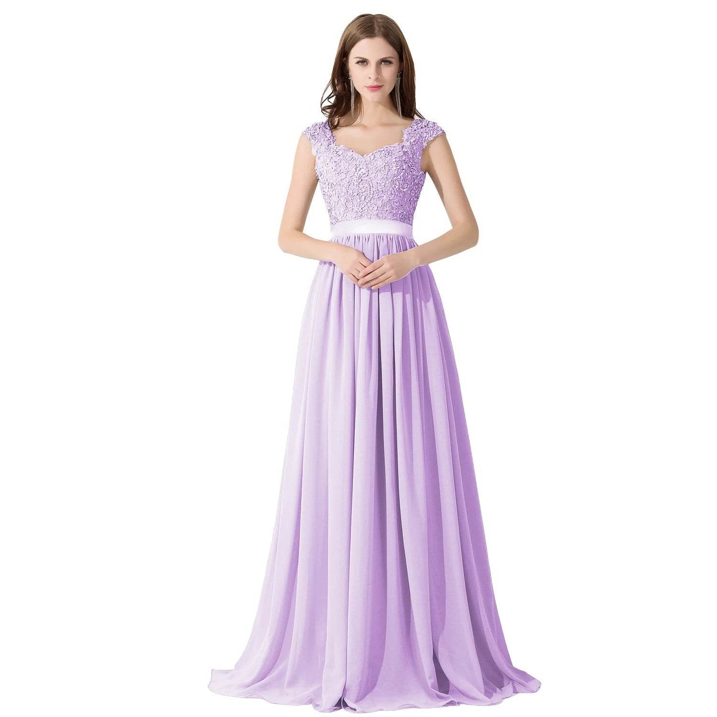 Sliver Bridesmaid Dresses 2024 - Elegant V-Neck A-Line Maxi Gown - Buy Center UK