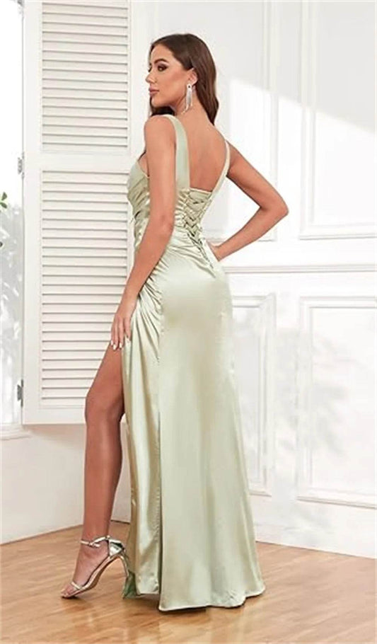 Customized Mermaid Satin Bridesmaid Dresses - Elegant V-Neck Design - Buy Center UK