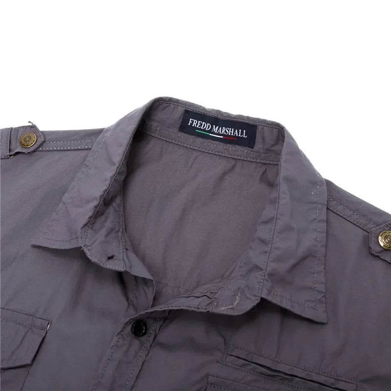 Plus Size 100% Cotton Cargo Shirt - Multi-Pocket Casual Style - Buy Center UK