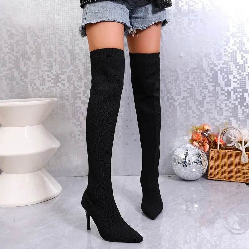 Buy Center Women's Slim Heel Boots - Breathable Over-the-Knee Design - Buy Center UK