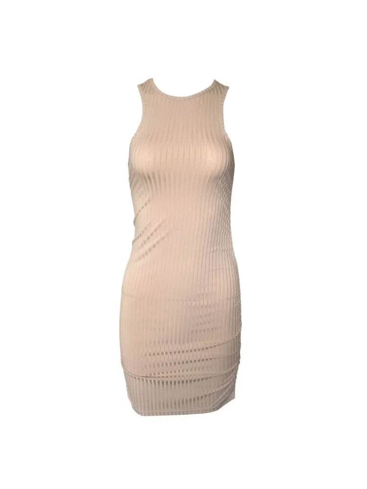 Buy Center Slim Bodycon Dress - Sexy Stripes, Sleeveless Elegance - Buy Center UK