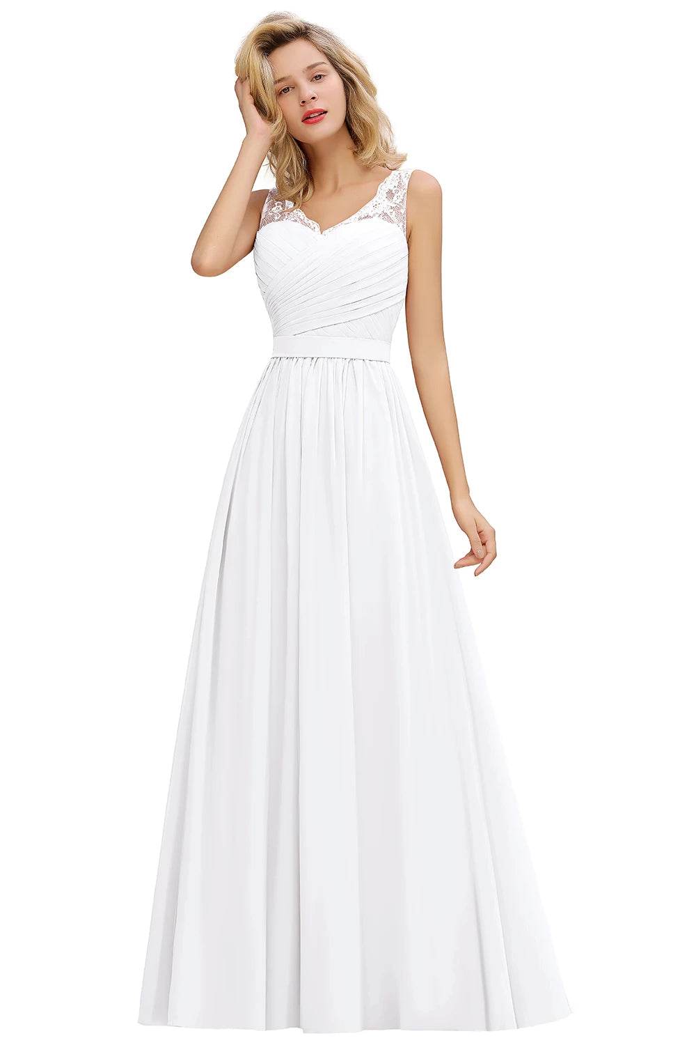 Elegant A-Line Bridesmaid Dress - Chiffon Lace Evening Gown - Buy Center UK