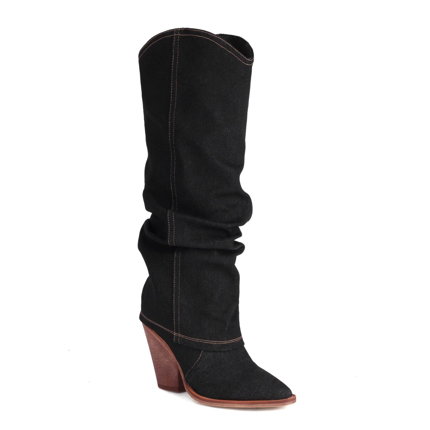 Buy Center Denim Knee High Boots - Super High Spike Heel Fashion - Buy Center UK