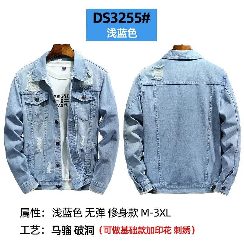 Buy Center Men's Denim Jacket - Casual Turn Down Collar, Full Sleeve - Buy Center UK