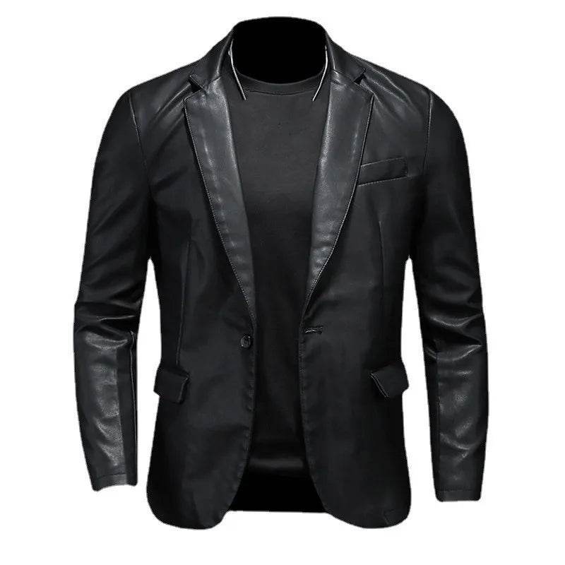 Buy Center Men's Slim Fit Leather Jacket - Casual Motorcycle Style - Buy Center UK
