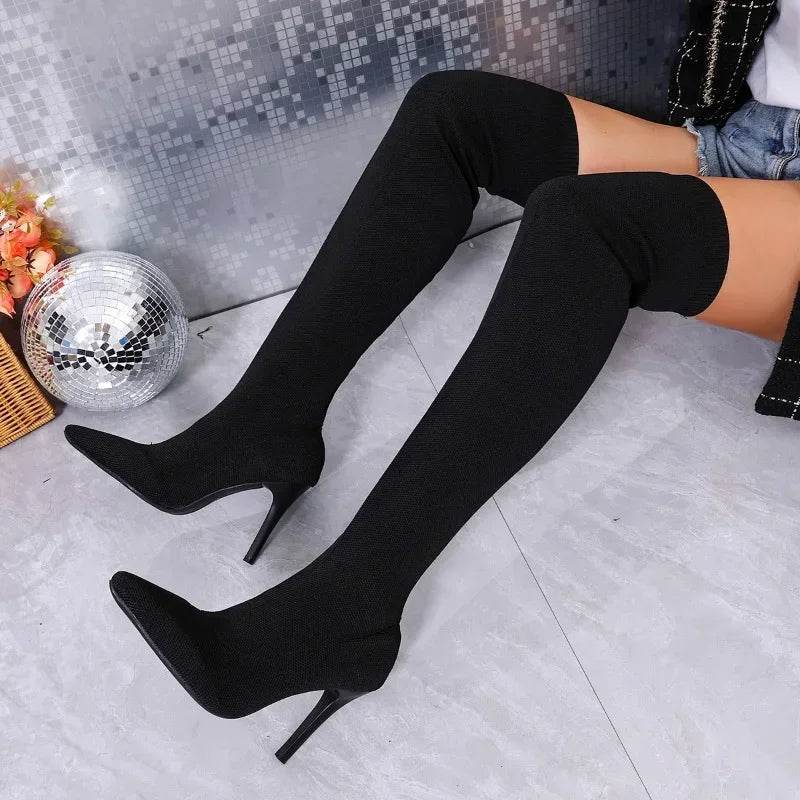 Buy Center Women's Slim Heel Boots - Breathable Over-the-Knee Design - Buy Center UK