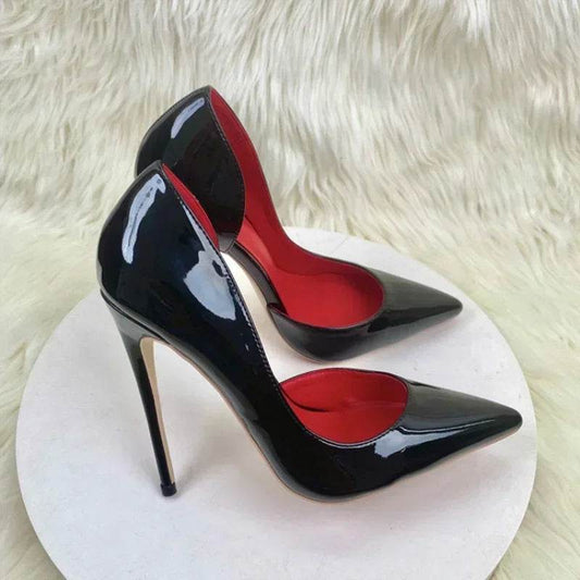 UOSU Black Patent Leather High Heel Pumps - Sexy Pointed Toe Design - Buy Center UK