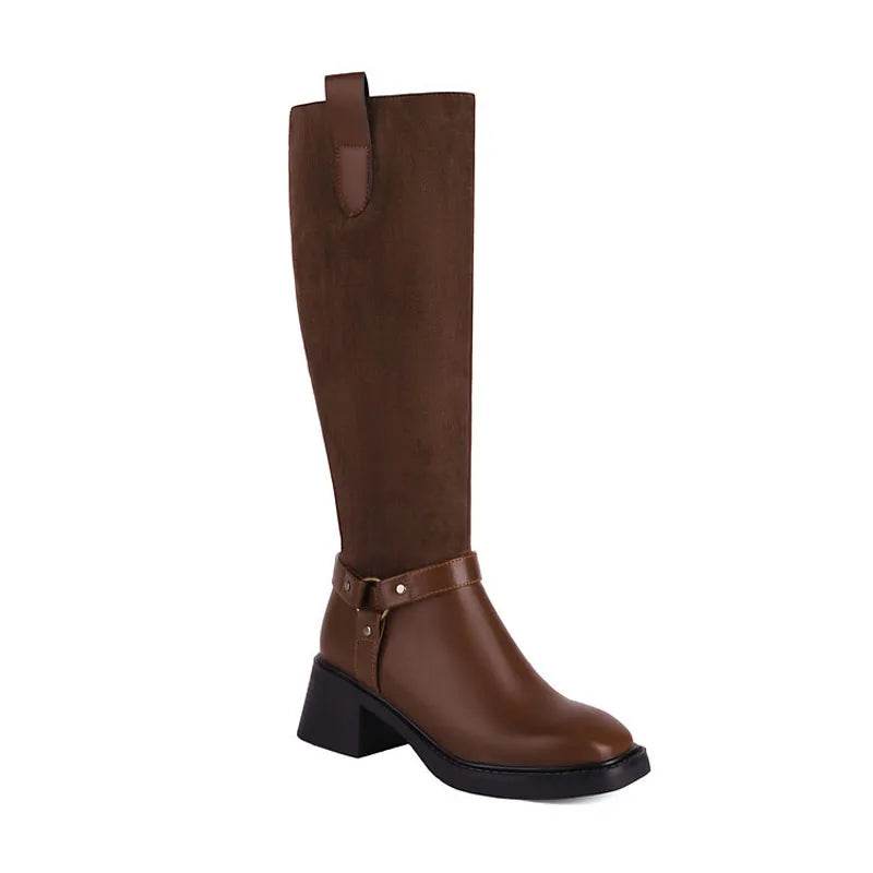 Buy Center Custom Women Knee High Snow Boots - Square Heels, Warm Fur - Buy Center UK