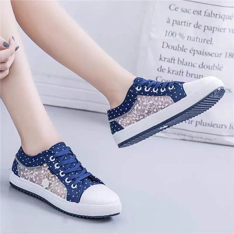 Buy Center Women's Summer Casual Shoes - Breathable Cutout Canvas Sneakers - Buy Center UK
