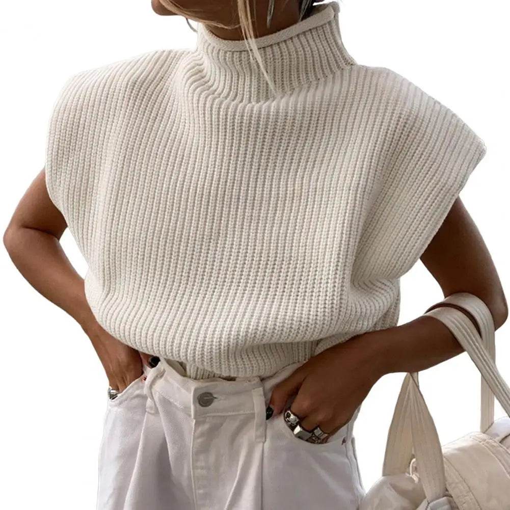 Buy Center Women's Sleeveless Vest Sweater - Warm Turtleneck Pullover - Buy Center UK
