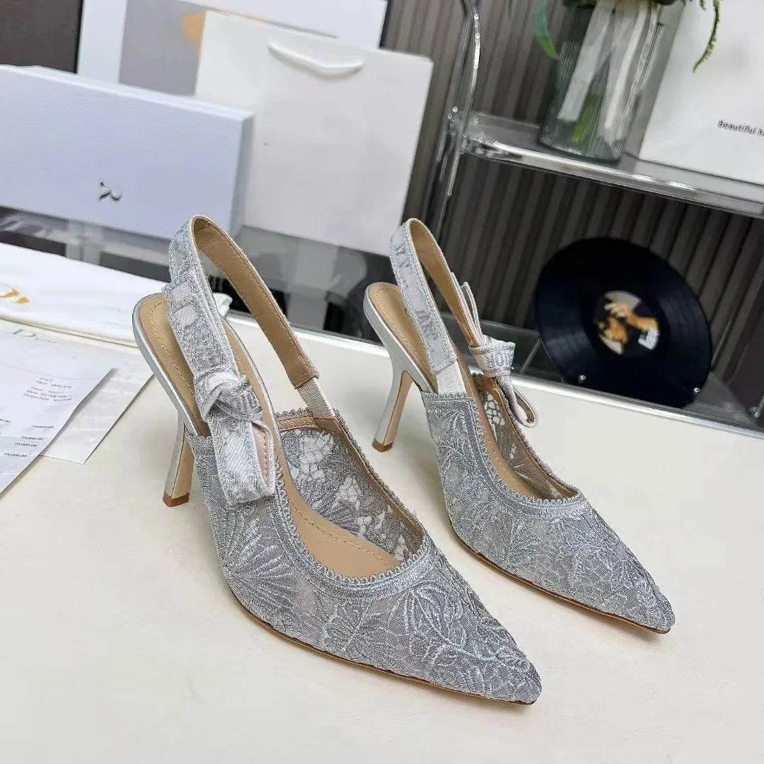 Buy Center Pointed Toe Lace High Heels Sandals - Butterfly Knot Design - Buy Center UK