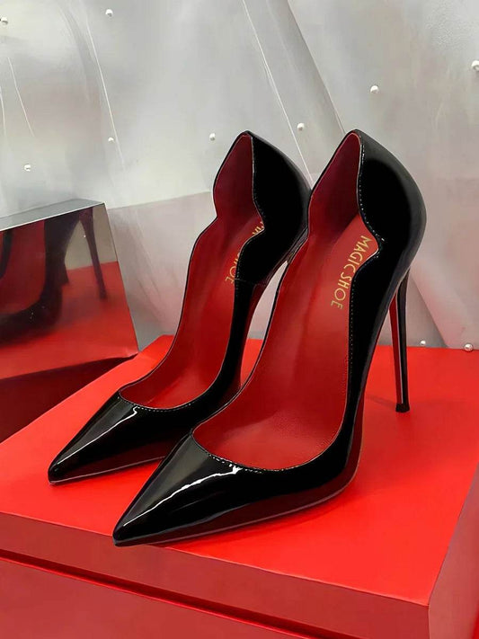Buy Center Black Red Bottom High Heels - Sexy Pointed Slingbacks - Buy Center UK