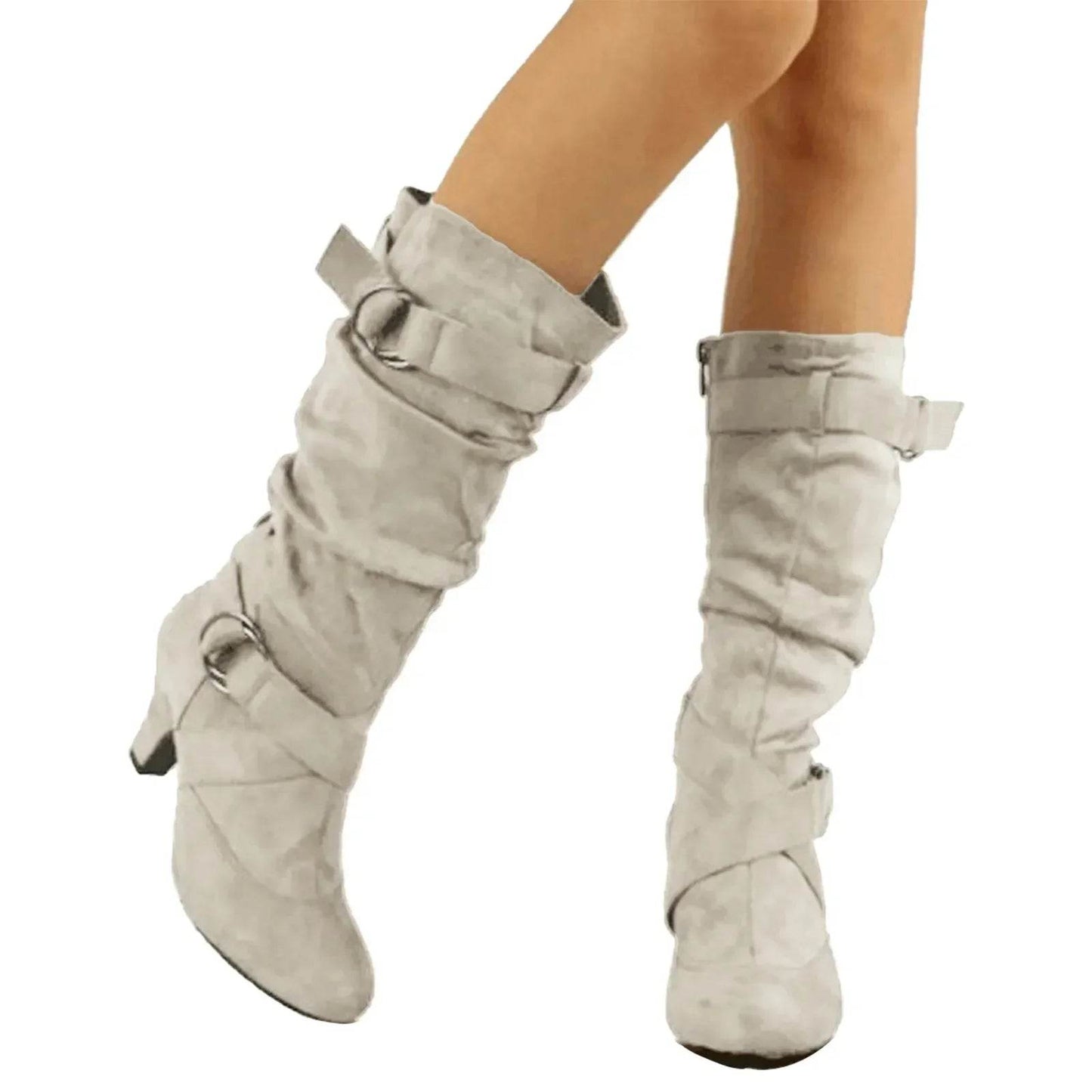 Buy Center Women's Winter Boots - Mid Calf, Wide Fit, Spike Heel - Buy Center UK