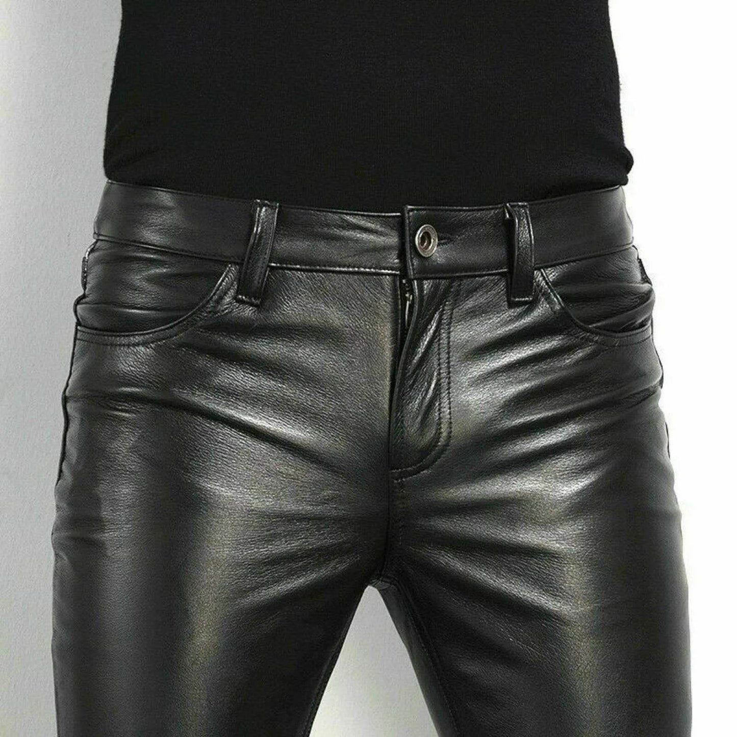 Buy Center Men's PU Leather Pants - Slim Fit Rock Style Trousers - Buy Center UK