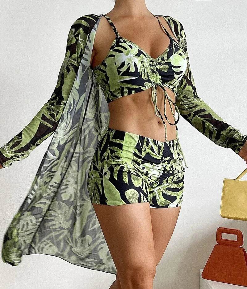 Buy Center 2025 Women's 3-Piece Swimsuit Set – Tankini, Cover-Up & Shorts - Buy Center UK