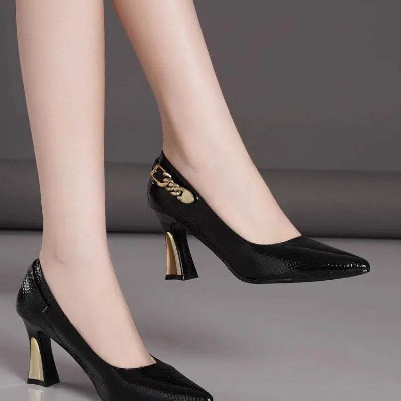 XINGDIKU Women's Snakeskin Leather Stiletto Pumps - Classic High Heels - Buy Center UK