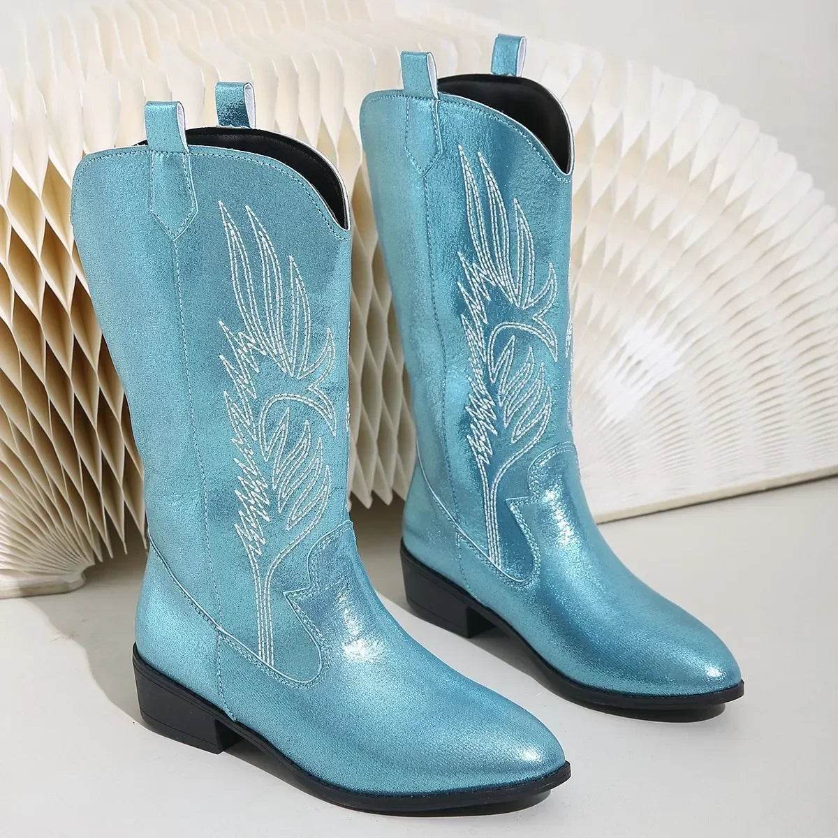 Women's Autumn Winter Slip-On Knight Boots - Thick Sole & Pointed Toe - Buy Center UK
