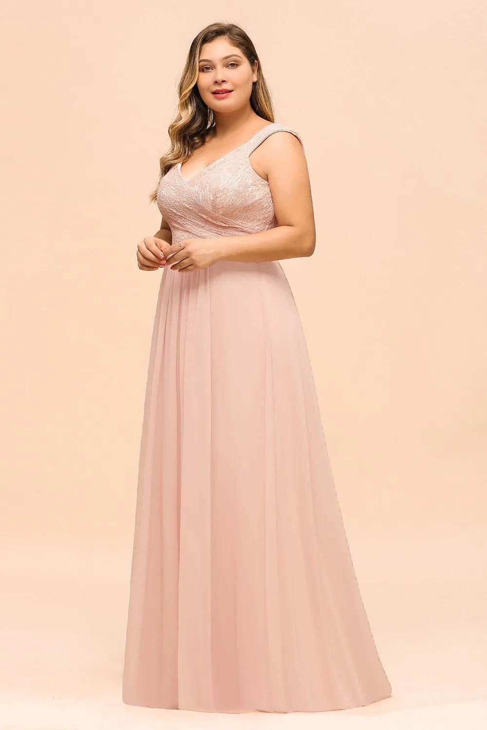 BABYONLINE Navy Blue Lace Plus-Size Bridesmaid Dress - Elegant A-Line - Buy Center UK