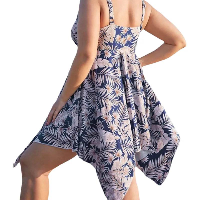 Plus Size Floral Print Irregular Beach Dress - Comfortable Swimwear - Buy Center UK