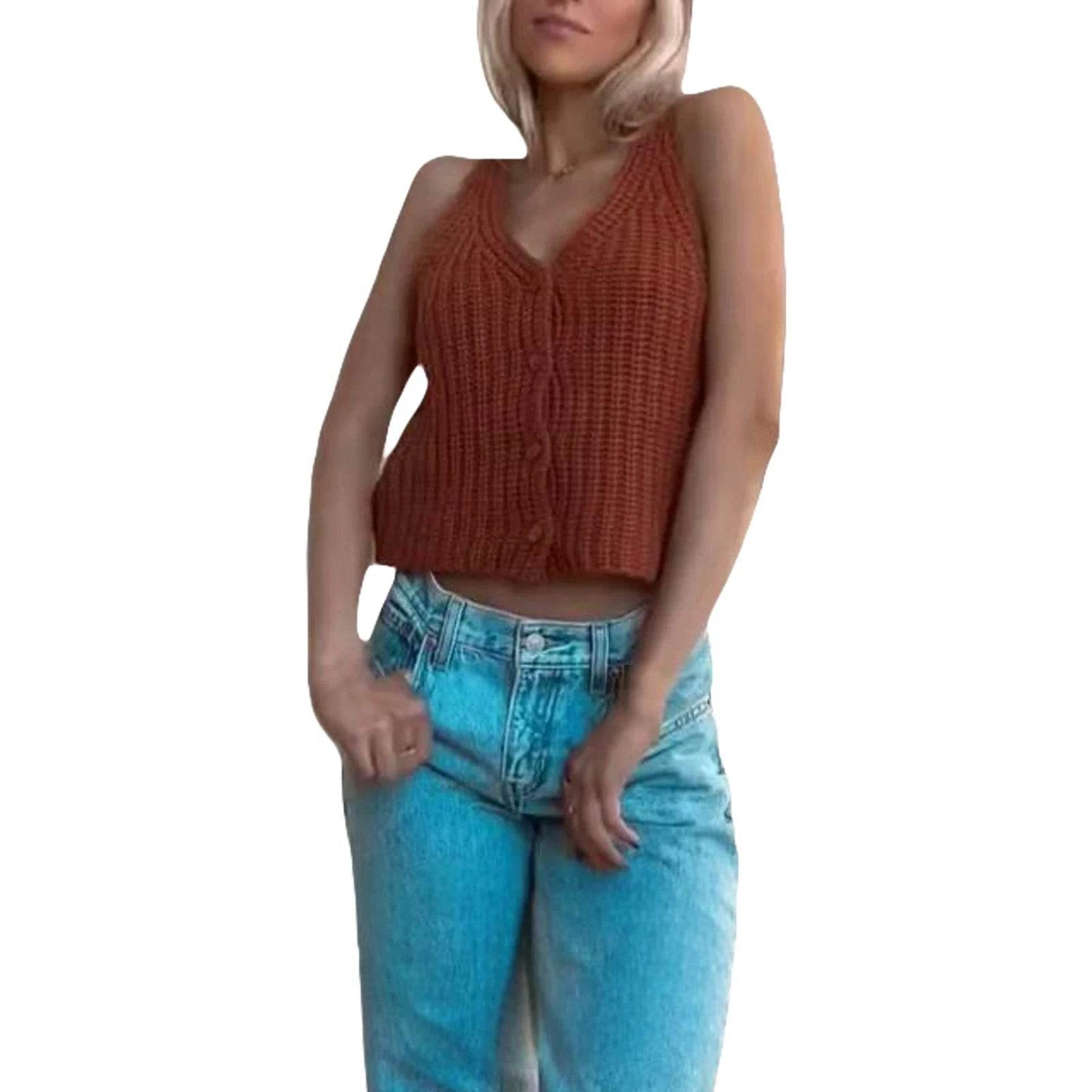 Women’s Autumn Sweater Vest - Sleeveless V Neck Knitwear for All - Buy Center UK