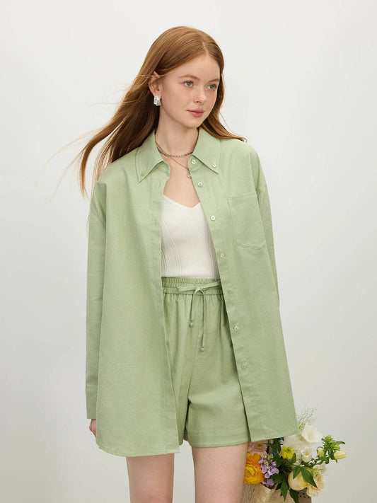 FSLE Women’s Summer Cotton Linen Shirt & Shorts Set - Casual Elegance - Buy Center UK