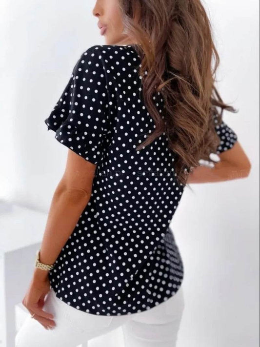 Buy Center Women's Loose Fitting Polka Dot T-shirt - Summer Casual Style - Buy Center UK