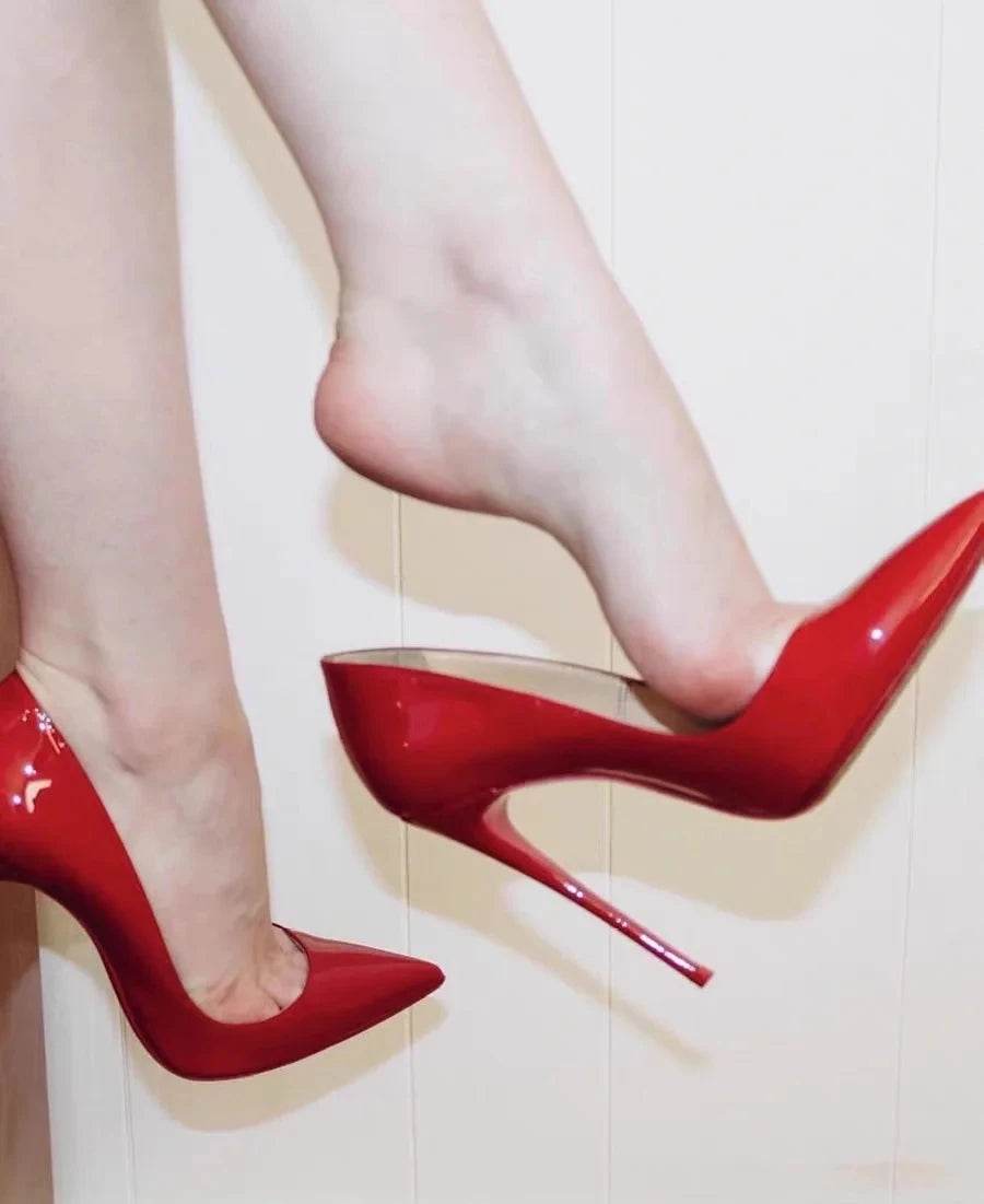 Buy Center Stylish Red Patent Leather High Heels - Pointed Toe Pumps - Buy Center UK